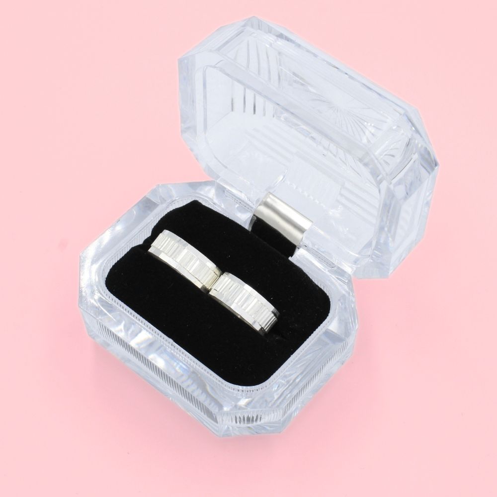 Argollas de Matrimonio de Plata .925 con Diamantado Rayado mod. 1269