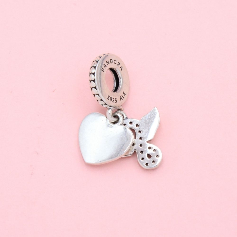 Charm de Plata .925 Infinito de Zirconias con Corazón Grabado mod. 1301