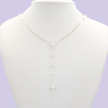 Rosario de Plata .925 de La Virgen de Guadalupe con Esferas Lisas mod. 1577