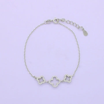 Pulsera de Plata .925 Diseño de Trébol con Zirconias. 1537