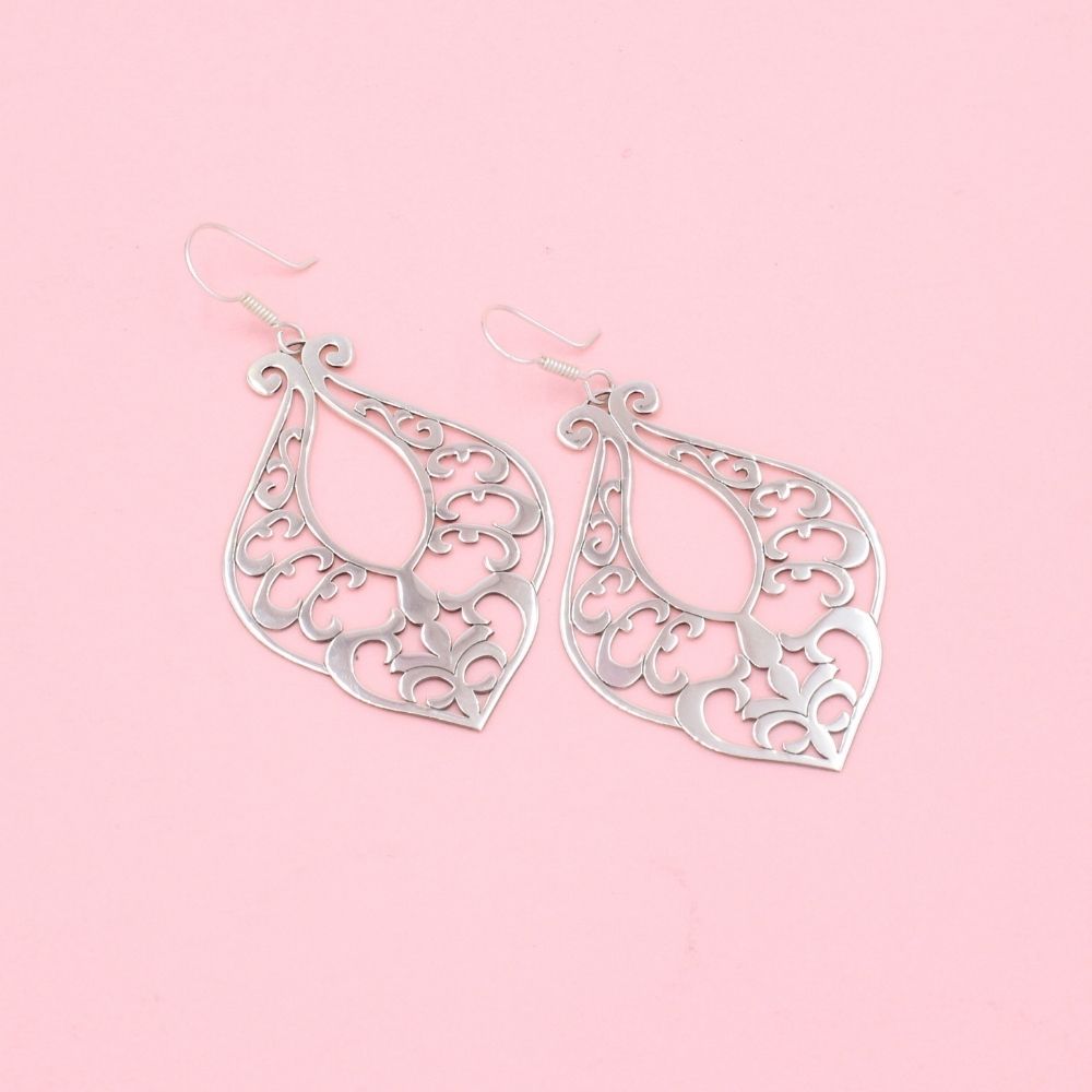 Arete Largo de Plata .925 Fleur de Lis mod. 1219