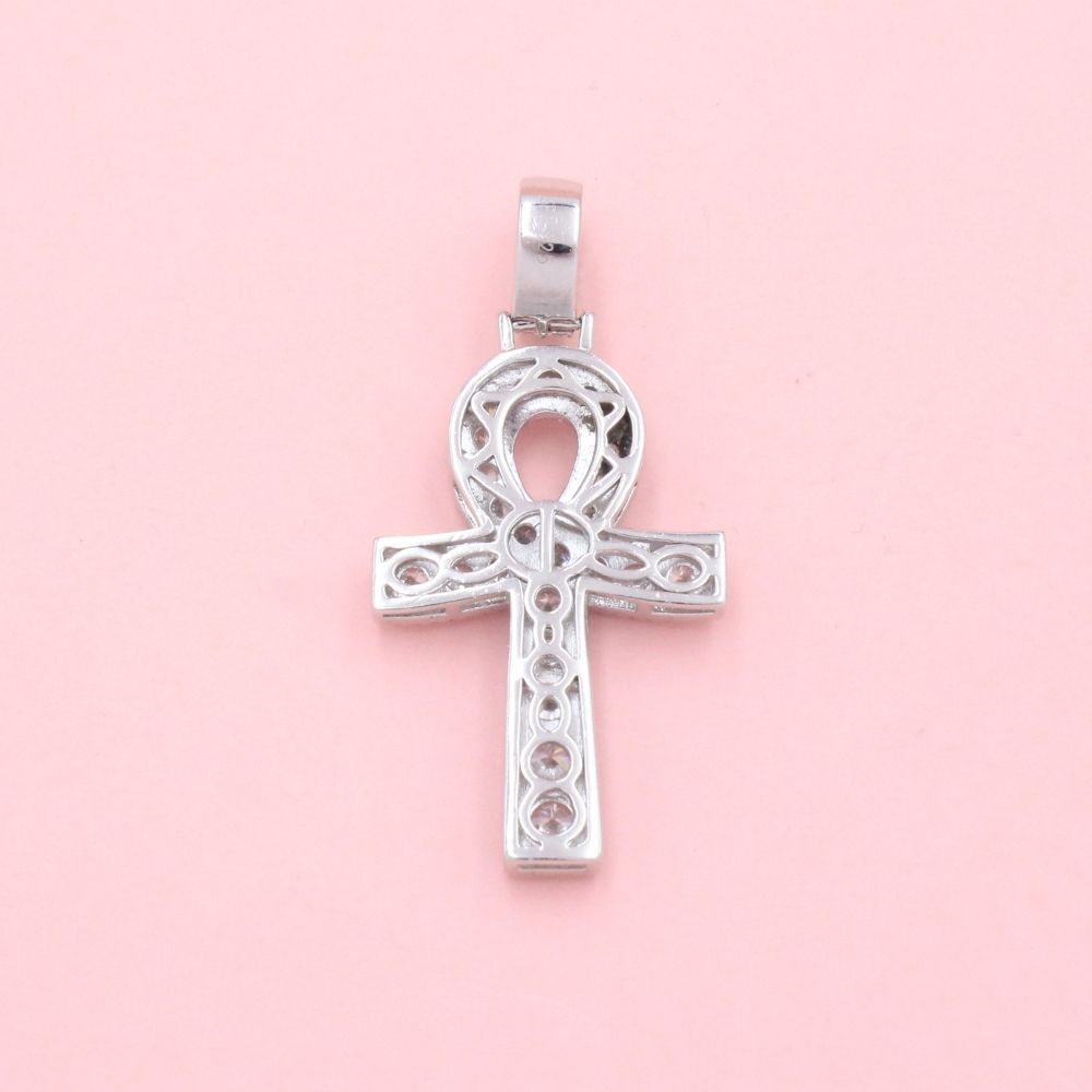 Cruz de Plata .925 Estilo Egipcio Incrustada con Zirconias mod. 1248
