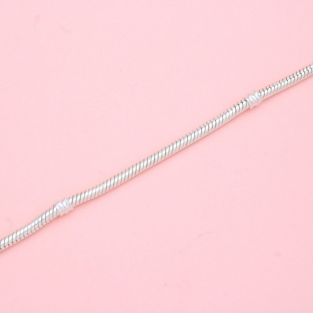 Pulsera Especial de Plata .925 Tejido Cola de Ratón con Broche de Luna con Zirconias mod. 1288