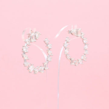 Arete Largo de Plata .925 Círculo de Zirconias Finas mod. 1220