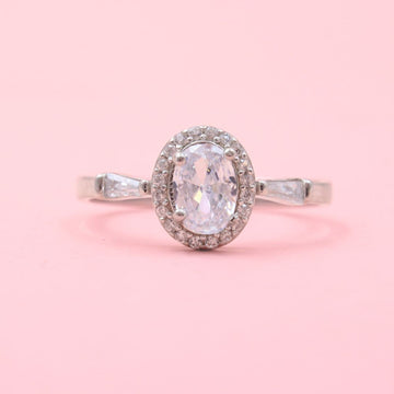 Anillo Solitario de Plata .925 Diseño Oval mod. 1007