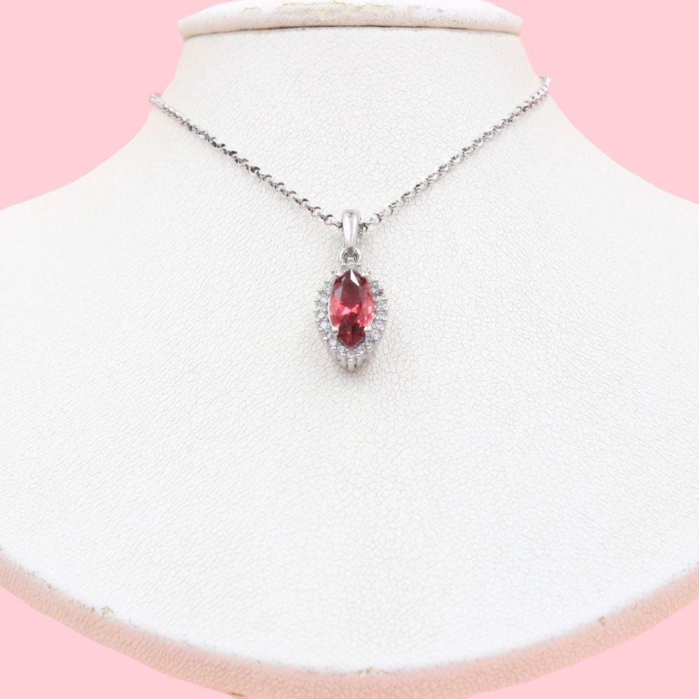 Gargantilla de Plata .925 con Zirconia Oval de Color Fucsia mod. 1192