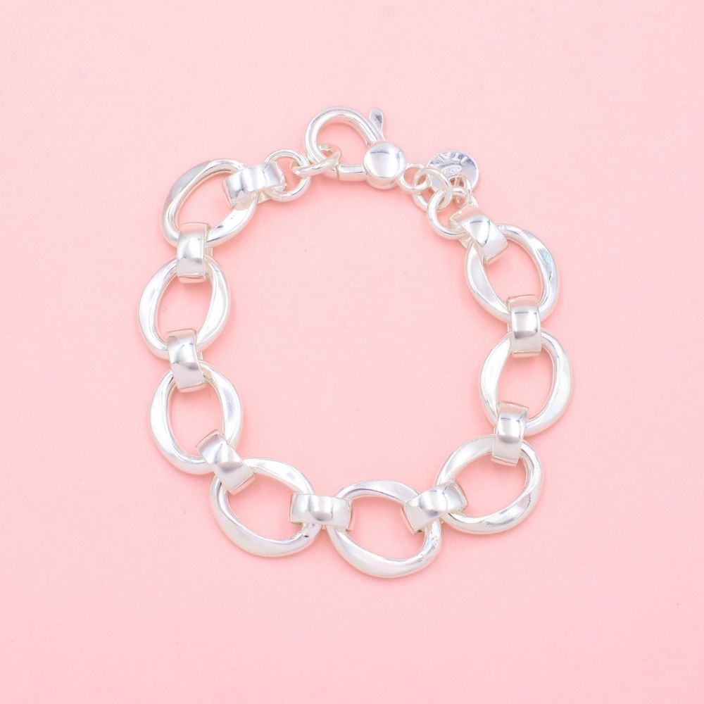 Pulsera de Plata .925 de Eslabón Brillante y Sólido mod. 1338