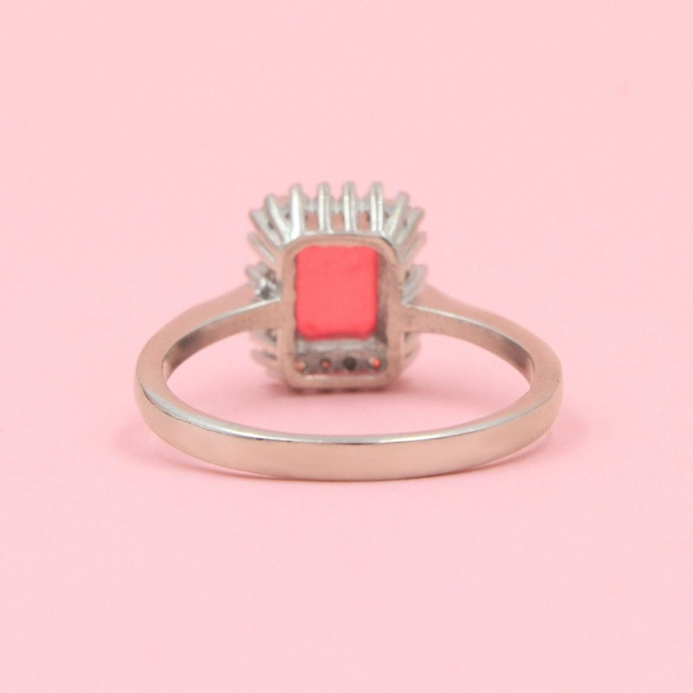 Anillo Especial con Zirconia Color Rosa Rodonita mod. 0708