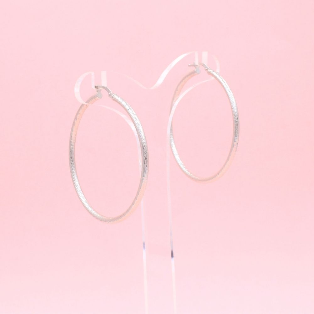 Arracada de Plata .925 Tubular Hueca con Diamantado Fino mod. 1060