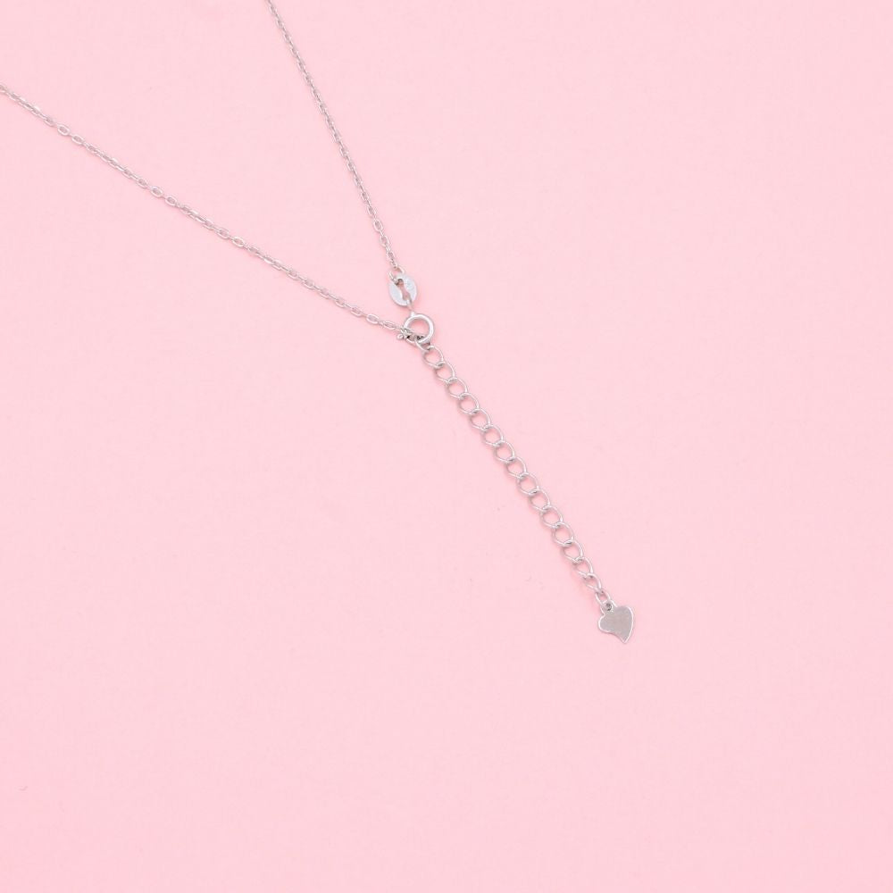 Gargantilla de Plata .925 con Trébol de Madre Perla con Colgante de Corazón Detallado con Zirconias mod. 1026