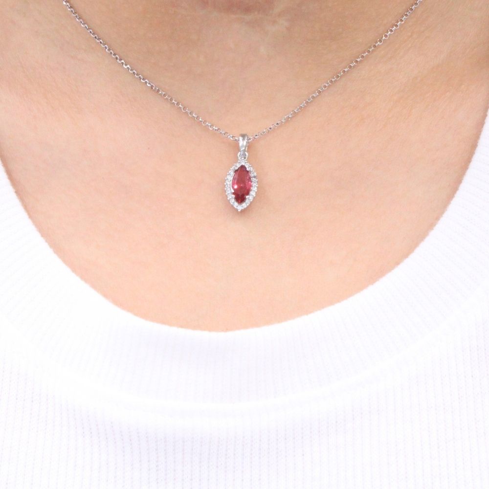 Gargantilla de Plata .925 con Zirconia Oval de Color Fucsia mod. 1192