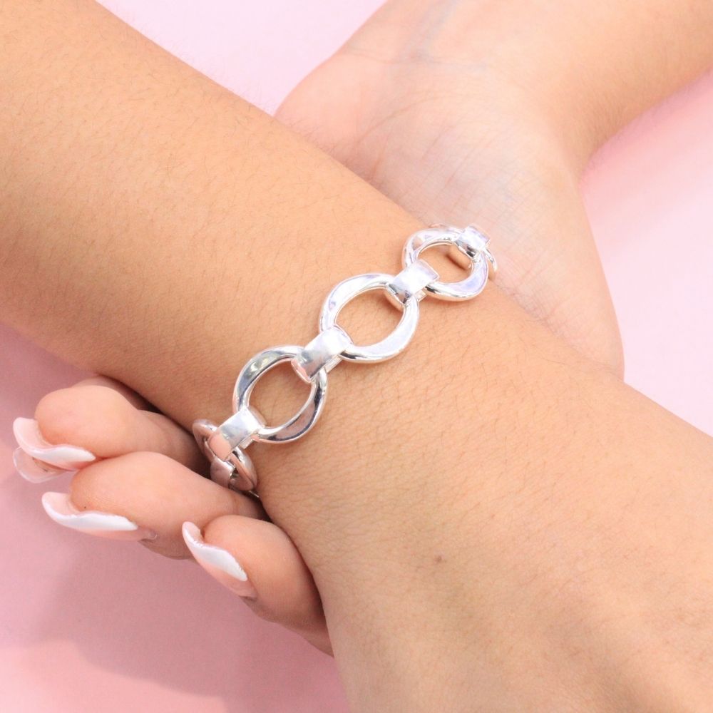 Pulsera de Plata .925 de Eslabón Brillante y Sólido mod. 1338