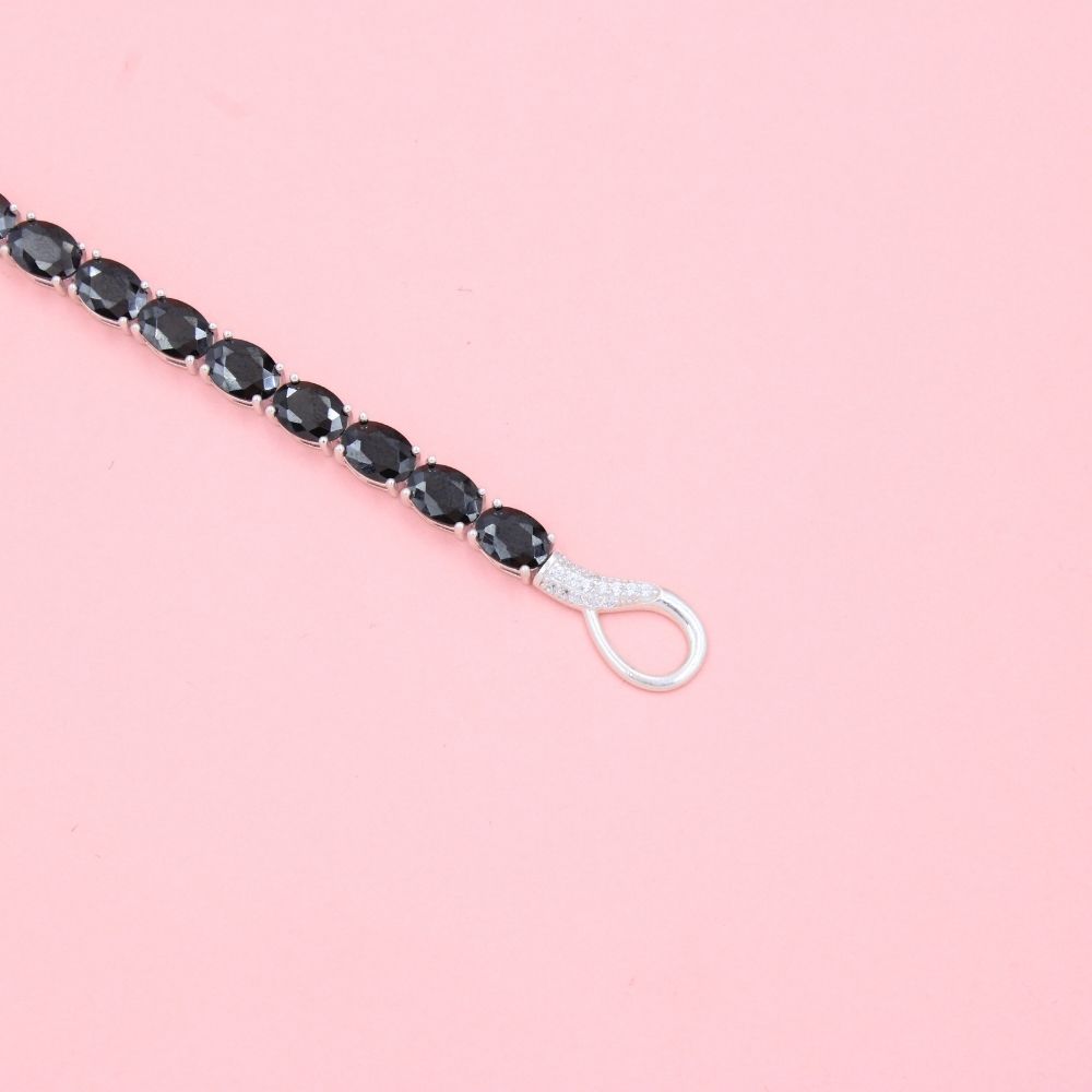 Pulsera de Eslabones con Zirconia Oval  Obscura con Broche Especial de Pantera mod. 0894