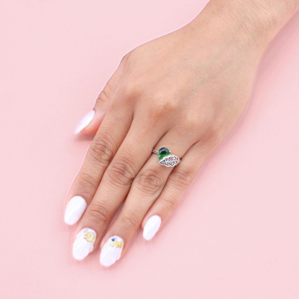 Anillo para Dama de Plata .925 mod. Diseño de Gota y Hoja 1175