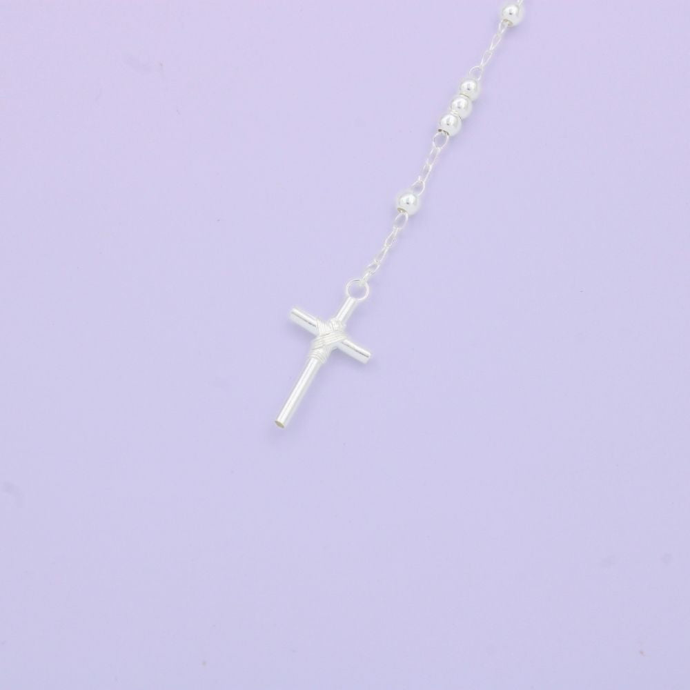 Rosario de Plata .925 de La Virgen de Guadalupe con Esferas Lisas mod. 1577