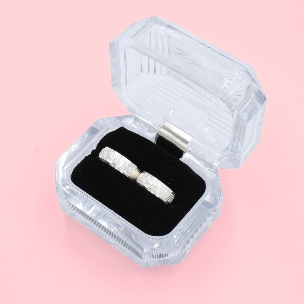 Argollas de Matrimonio de Plata .925 con Diamantado de Onda Brillante mod. 1270