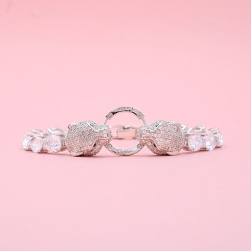Pulsera con Zirconias de Gota  y Cabezas de Pantera mod. 0895