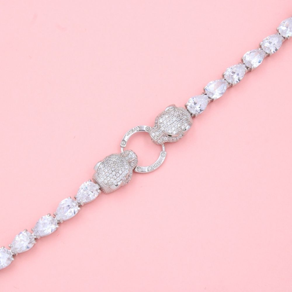 Pulsera con Zirconias de Gota  y Cabezas de Pantera mod. 0895