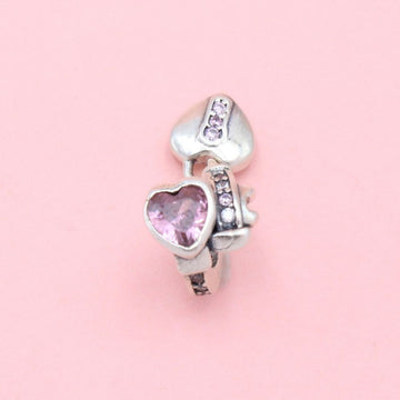 Charm de Plata .925 Diseño Especial con Corazones Detallado con Zirconias mod. 1304