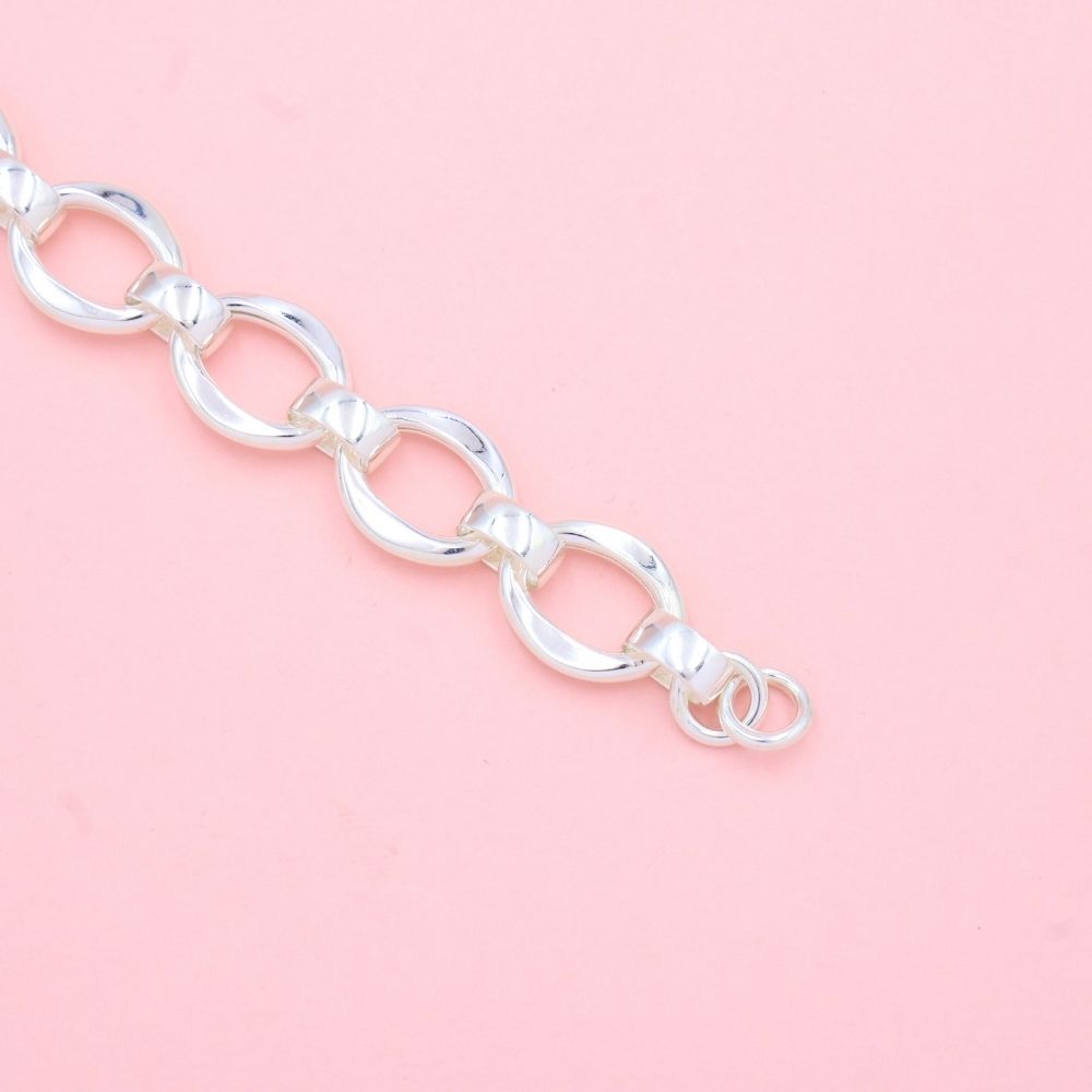 Pulsera de Plata .925 de Eslabón Brillante y Sólido mod. 1338
