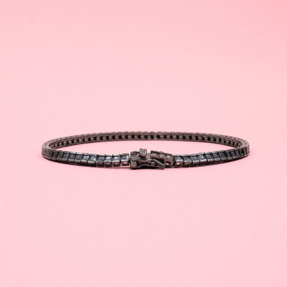 Pulsera de Plata Negra .925 Tejido Especial Tenis con Zirconias Negras de Corte Fino mod. 1278