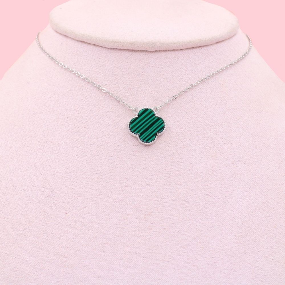 Gargantilla de Plata .925 con Trébol de Malaquita mod. 1030