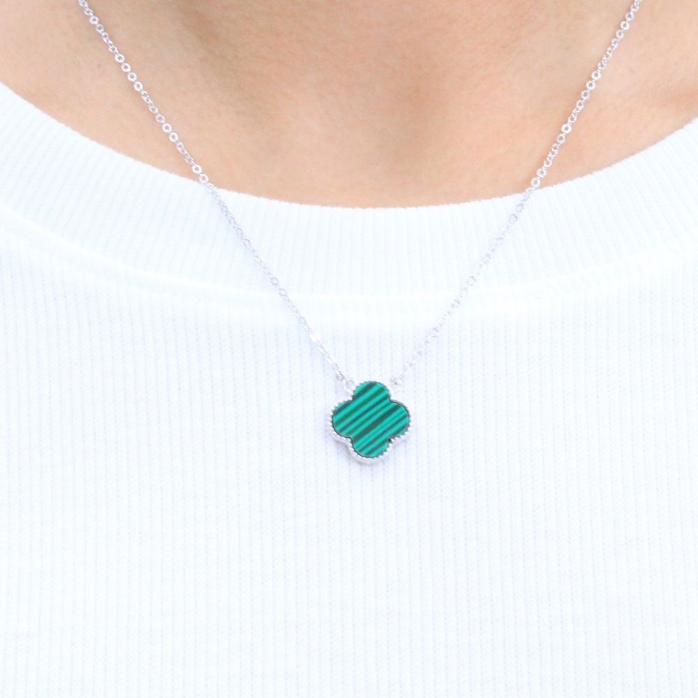 Gargantilla de Plata .925 con Trébol de Malaquita mod. 1030