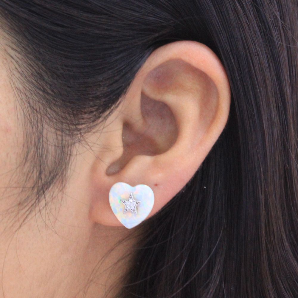 Arete Corazón de Ópalo con Estrella  mod. 0088
