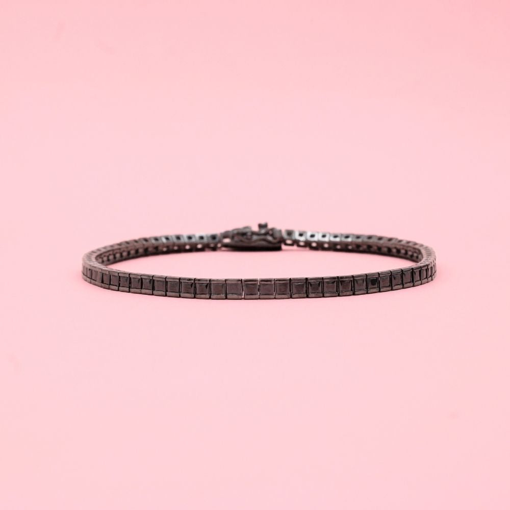 Pulsera de Plata Negra .925 Tejido Especial Tenis con Zirconias Negras de Corte Fino mod. 1278