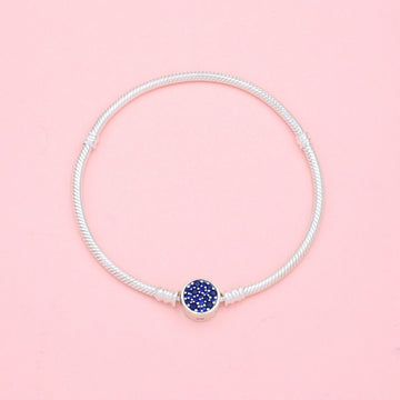 Pulsera Especial de Plata .925 Tejido Cola de Ratón con Broche con Zirconias Azules mod. 1290