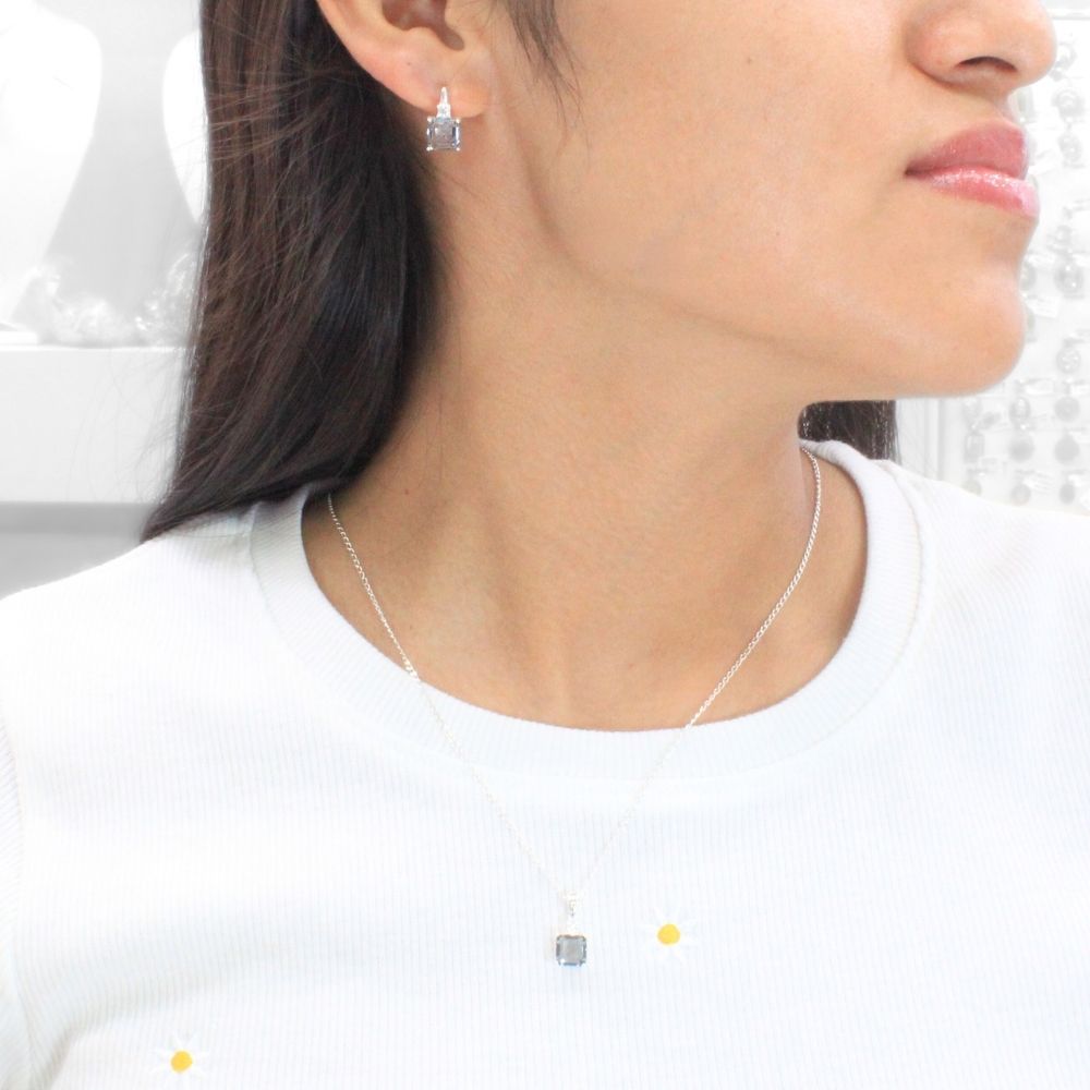 Coordinado de Plata .925 con Moissanita de Humo mod. 1062