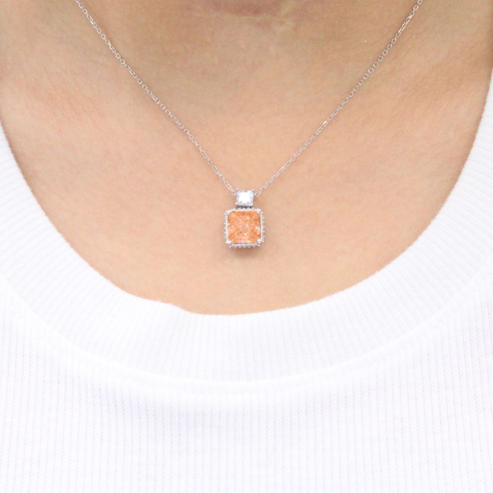 Gargantilla de Plata .925 con Zirconia de Color Citrino mod. 1194