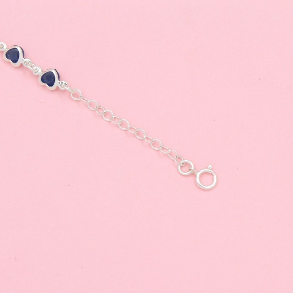 Pulsera Especial de Osito con Corazones Incrustada con Zirconias Azul Marino mod. 0793