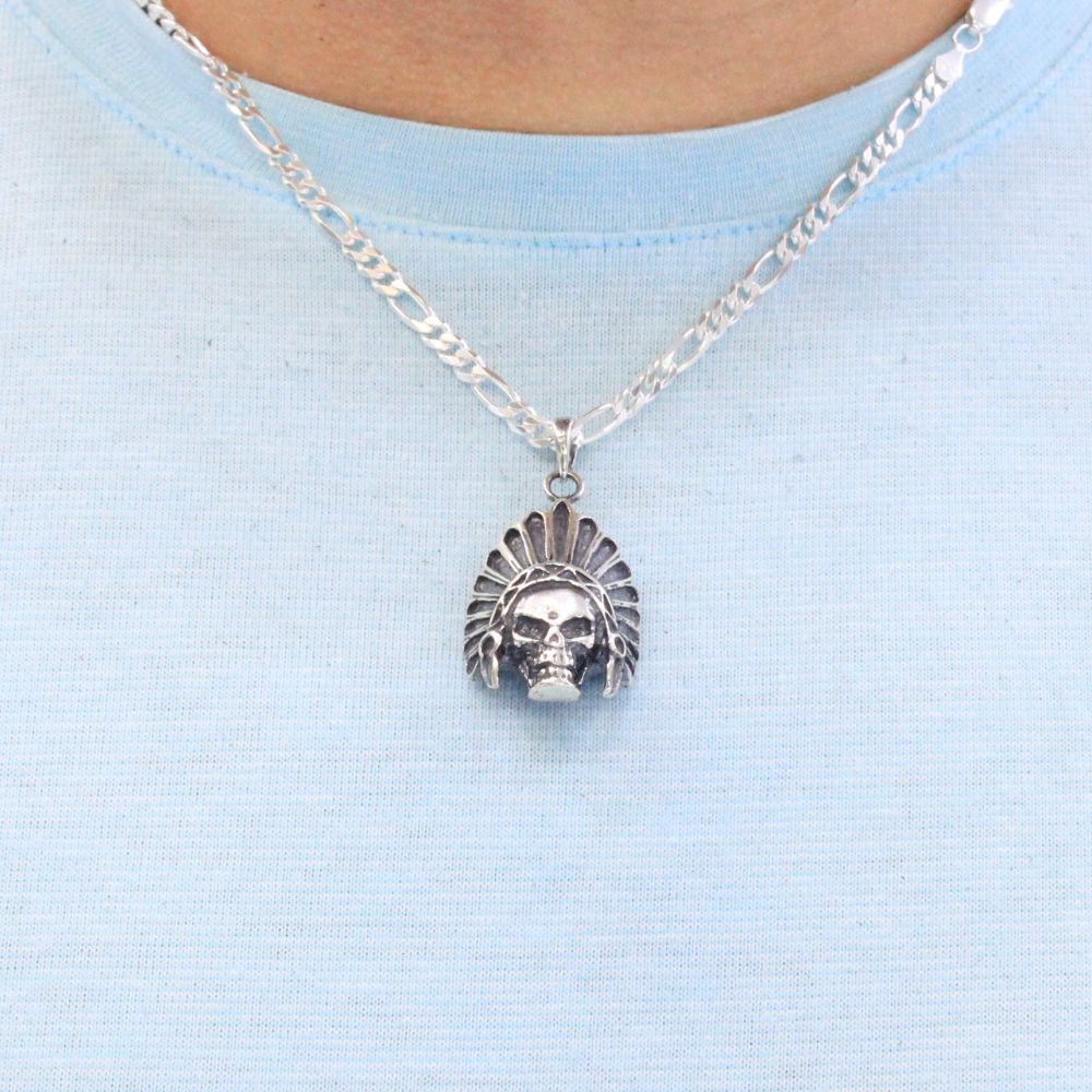 Dije de Caballero Plata .925 Calavera con Penacho mod. 1165