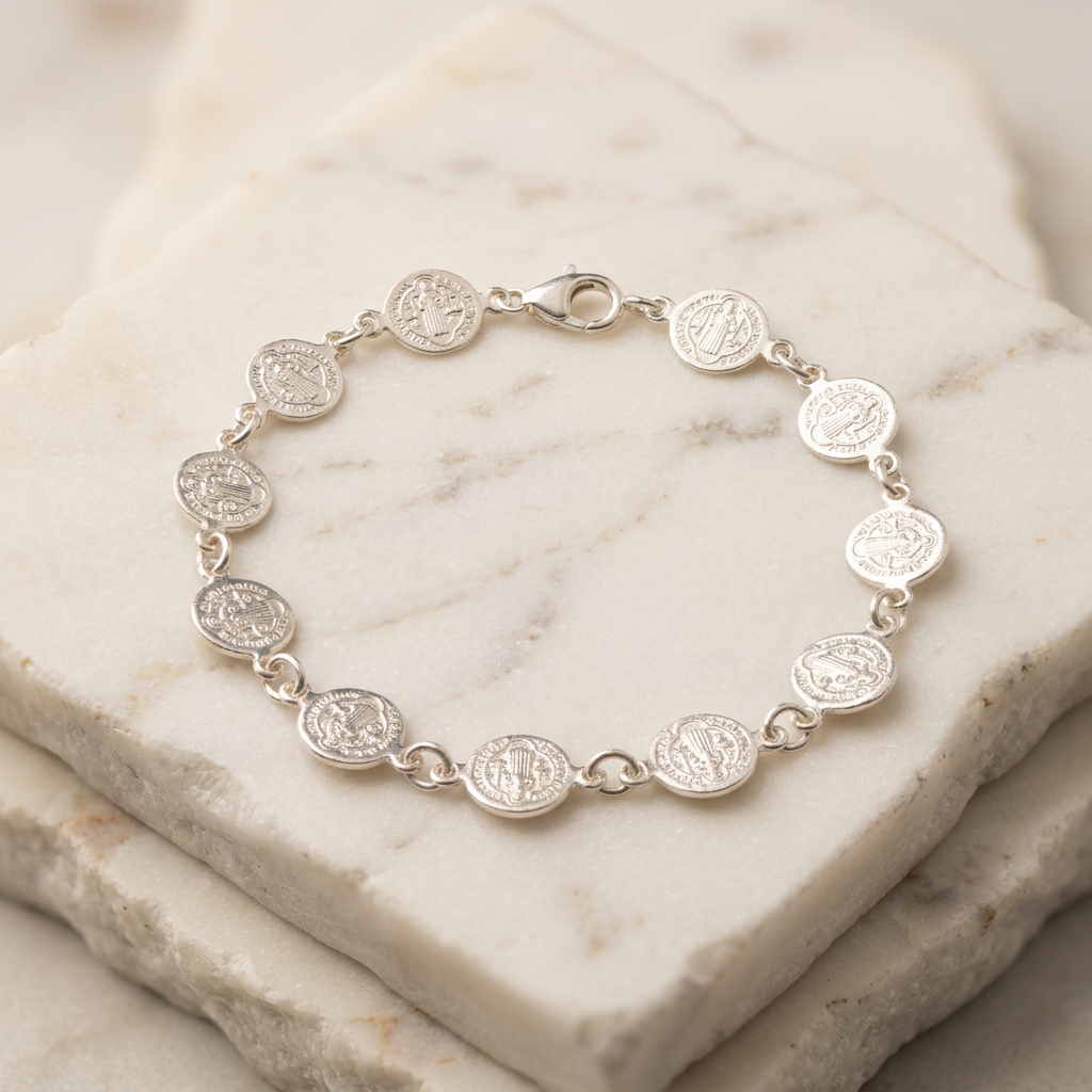 Pulsera de Plata. 925 Diseño de Sello de San Benito mod.3269