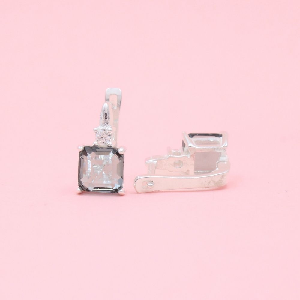 Coordinado de Plata .925 con Moissanita de Humo mod. 1062