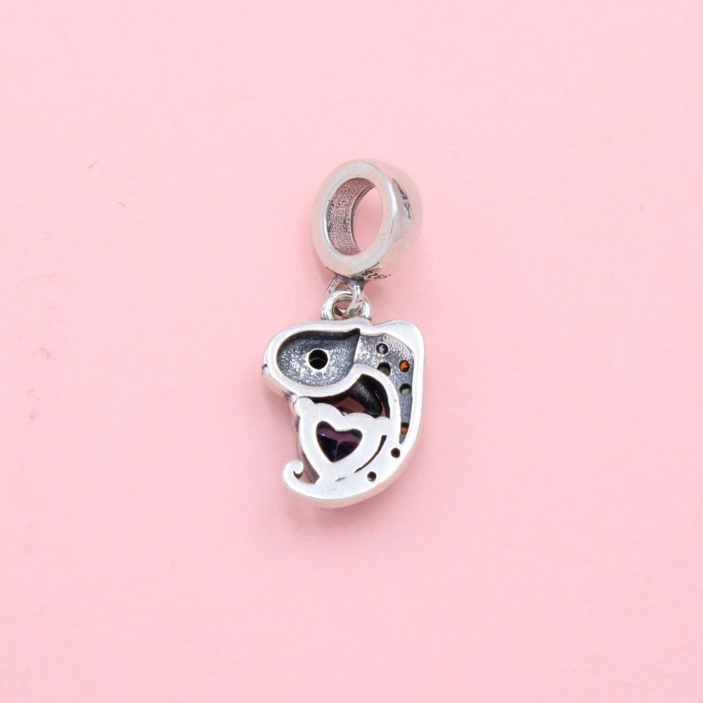 Charm de Plata .925 Camaleón y Corazón Detallado con Zirconias mod. 1305