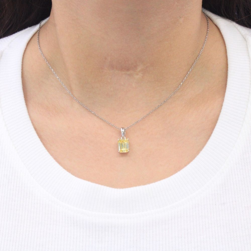 Gargantilla de Plata .925 con Zirconia de Color Amarillo Turmalina mod. 1195