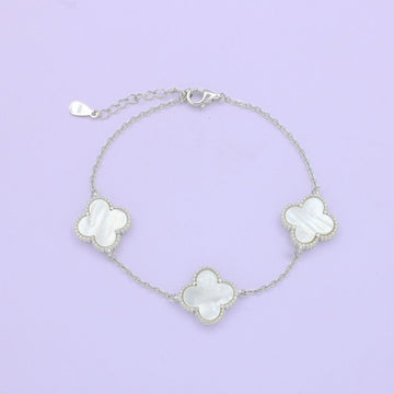 Pulsera de Plata .925 Diseño de Tréboles con Madre Perla mod. 1464