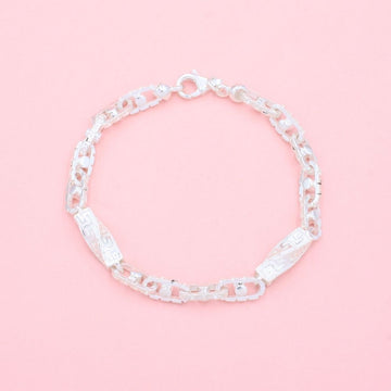 Pulsera de Plata .925 de Eslabón Especial Hueco con Grecas mod. 1340