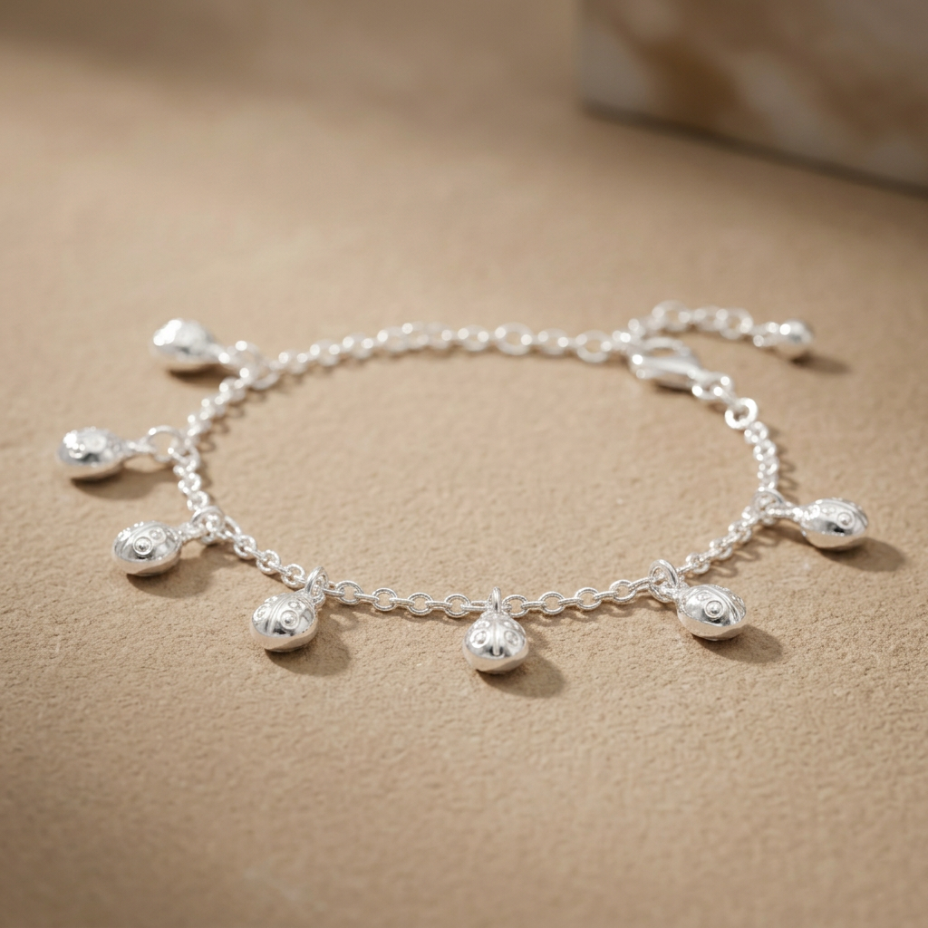 Pulsera de Plata. 925 Diseño de Mariquita Con Extensión mod.3282