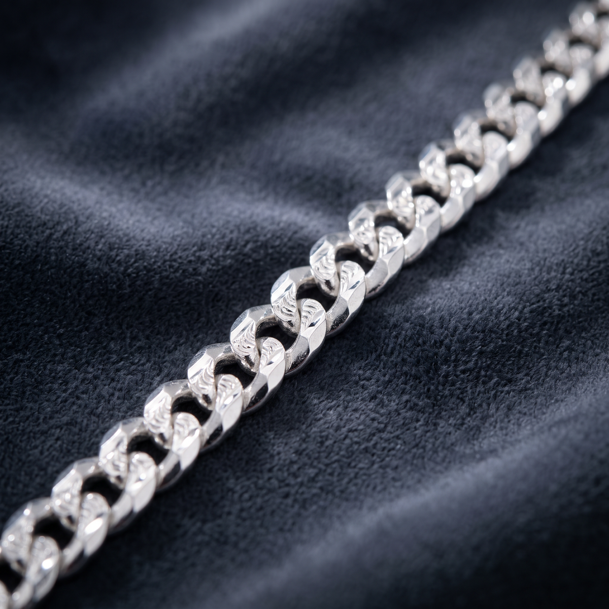Pulsera de Plata .925. ConTejido Cubano Diamantado Elegante mod. 3235