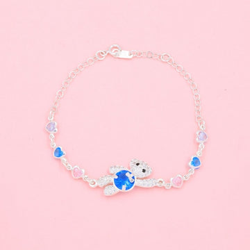 Pulsera Especial de Osito con Corazones Incrustada con Zirconias Pastel mod. 0796