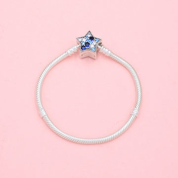 Pulsera Especial de Plata .925 Tejido Cola de Ratón con Broche de Estrella con Zirconias Azules mod. 1291
