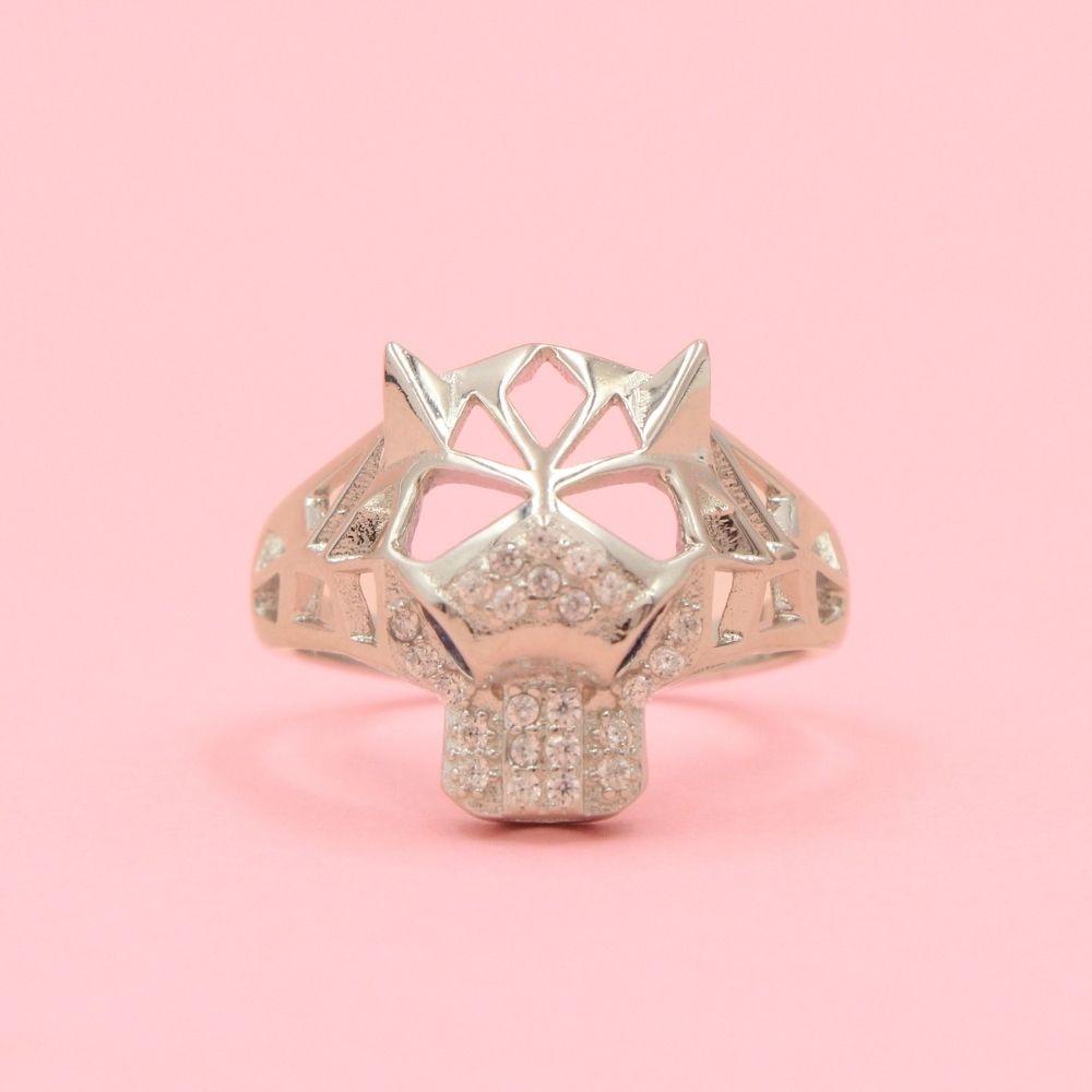 Anillo Pantera de Diseño Calado e Incrustado con Zirconias mod. 0690