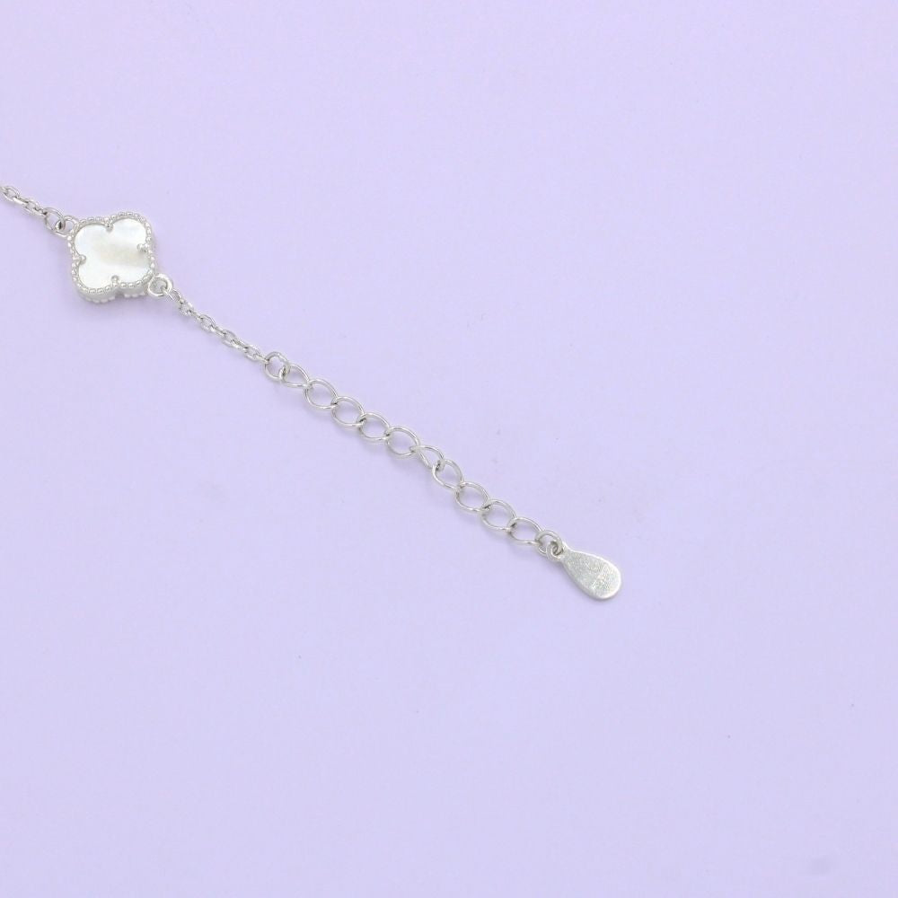 Pulsera de Plata .925 con Tréboles de Madre Perla y Zirconias Alternadas mod. 1467