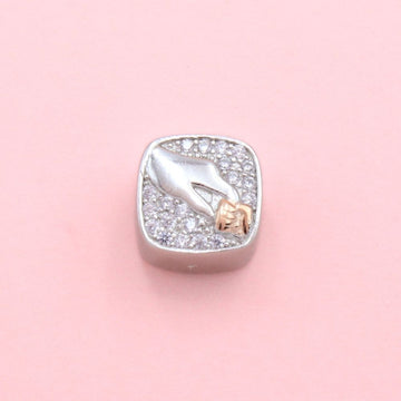 Charm de Plata .925 Madre e Hijo Detallado con Zirconias y Plata Rosa mod. 1307