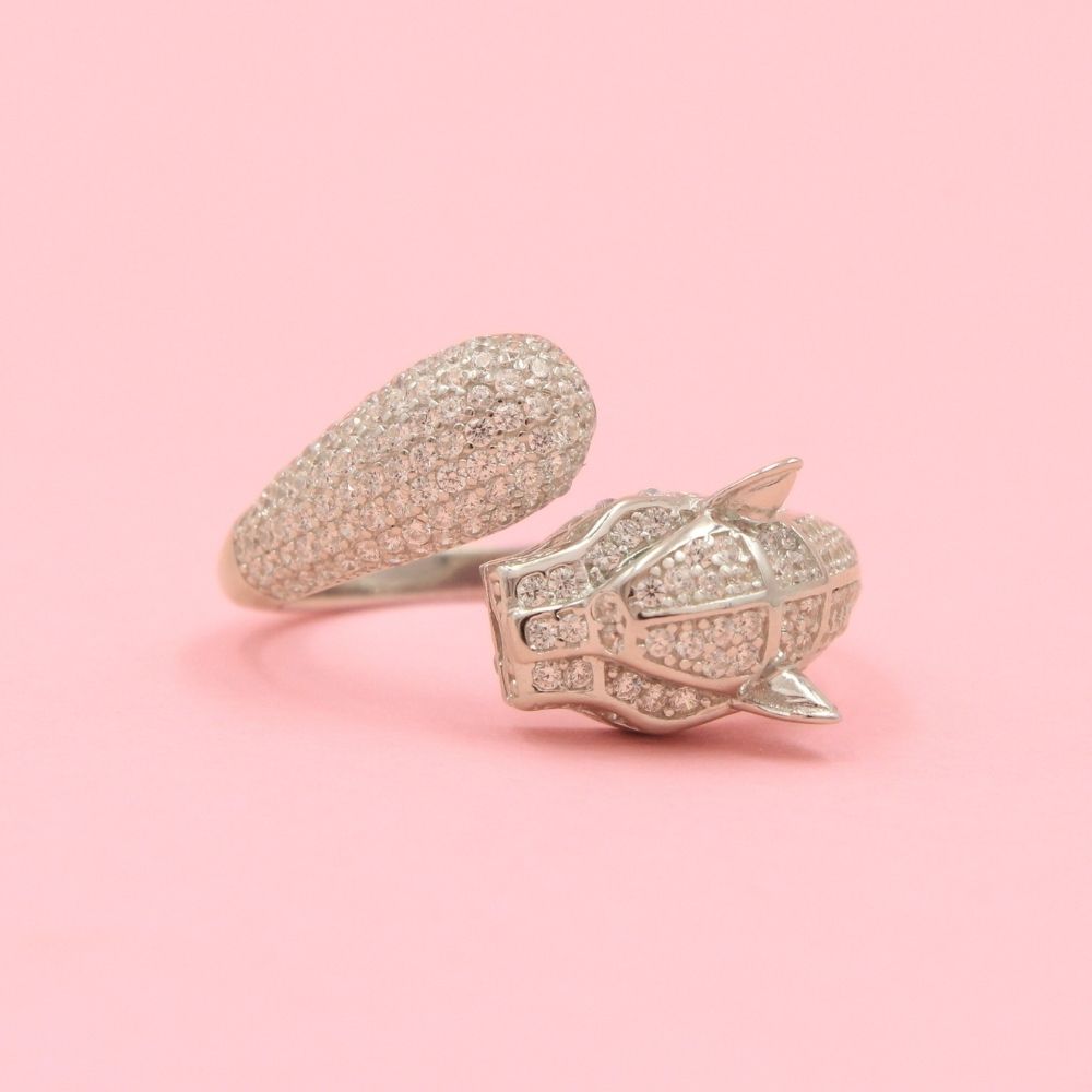 Anillo Pantera Incrustado de Zirconias de Diseño Abierto mod. 0691