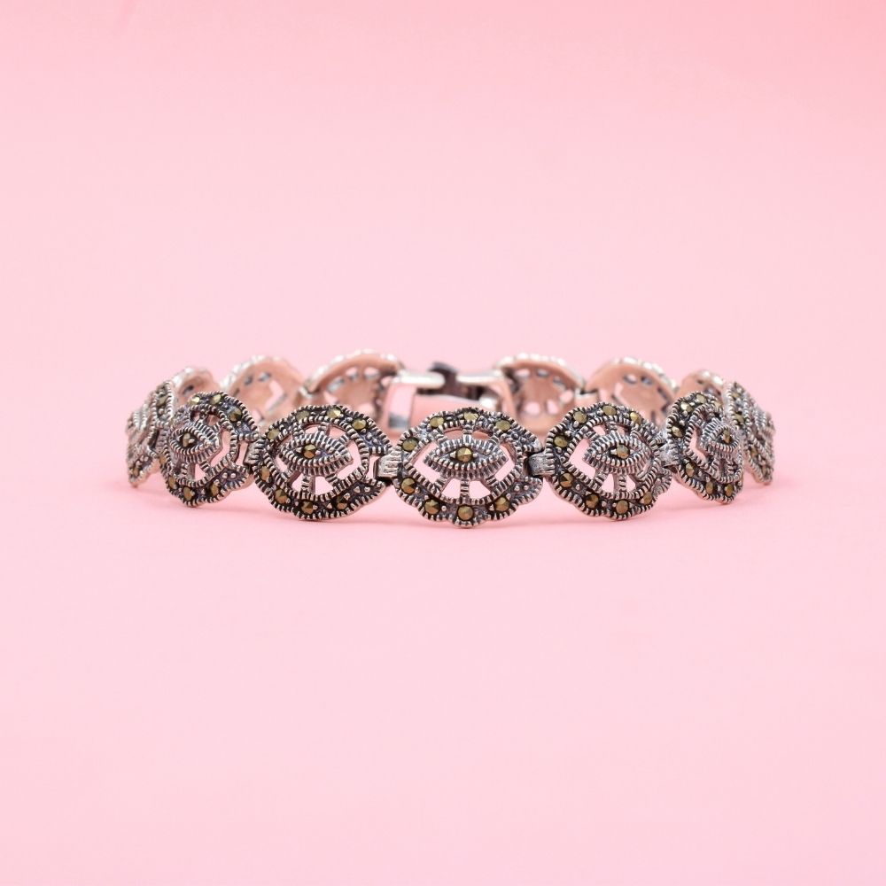 Pulsera de Eslabones Sólidos Incrustados con Marquesitas mod. 0797