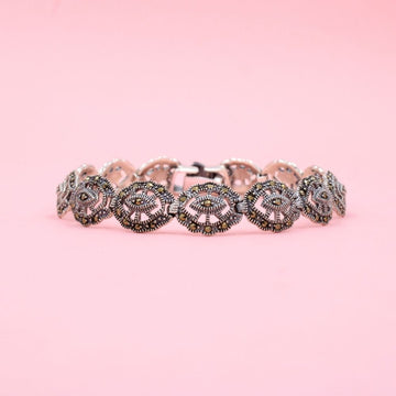 Pulsera de Eslabones Sólidos Incrustados con Marquesitas mod. 0797